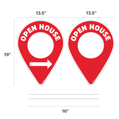 Open House Signs + Metal Stakes – Directional Yard Sign, Double-Sided (5 Pack)