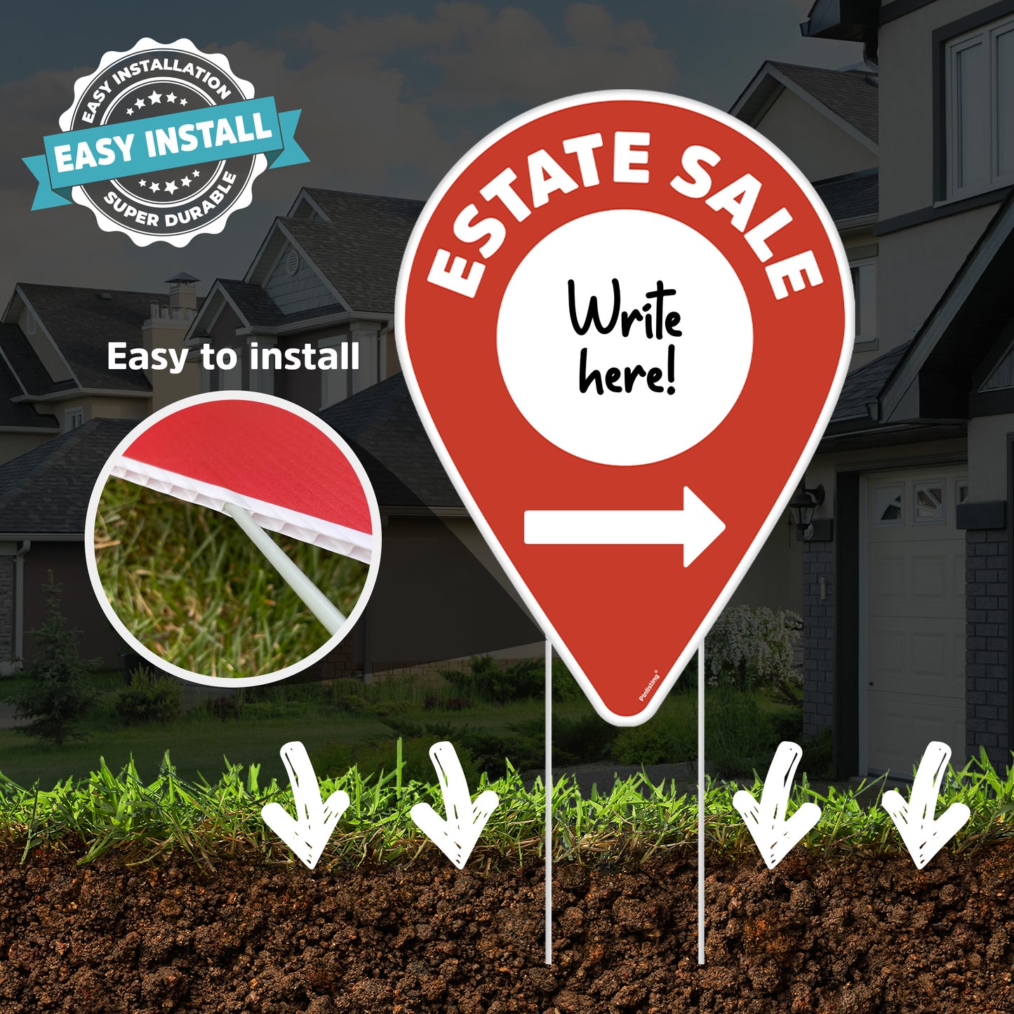 Estate Sale Signs + Stakes – Real Estate Yard Sign, Double-Sided (3 Pack)