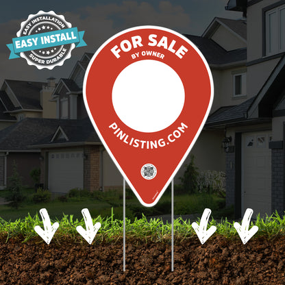 For Sale by Owner Sign + QR Listing + Stakes Bundle For House or Land