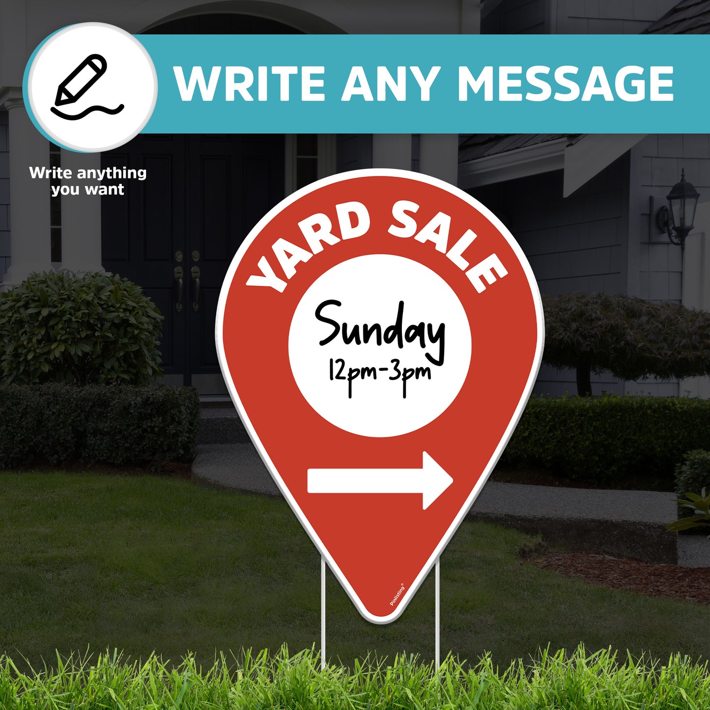 Yard Sale Signs + Stakes – Directional Yard Sign, Double-Sided (3 Pack)